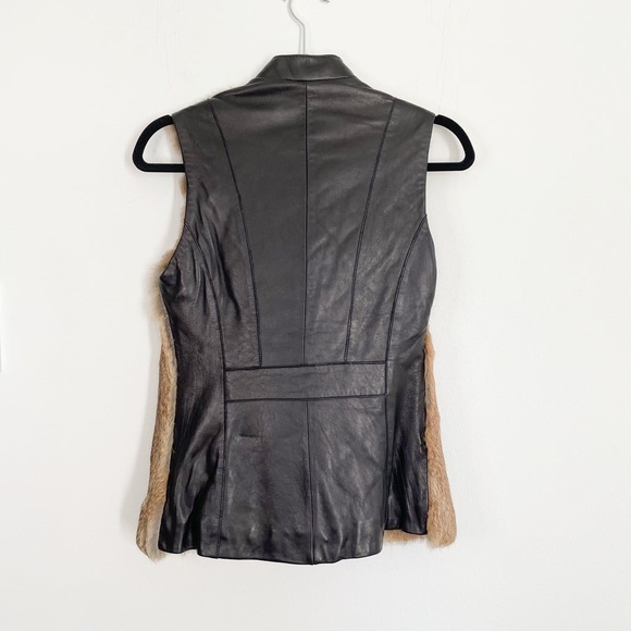 BCBGMaxAzria asymmetrical vest with genuine fur and leather - women’s Small - Picture 3 of 7